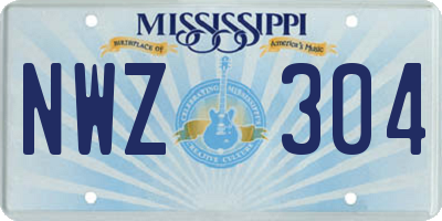 MS license plate NWZ304