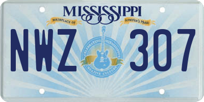 MS license plate NWZ307