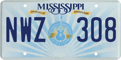 MS license plate NWZ308