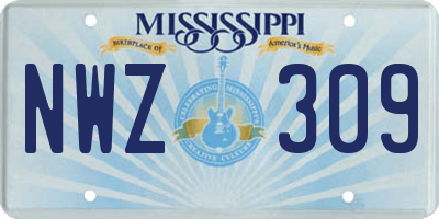 MS license plate NWZ309