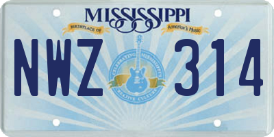 MS license plate NWZ314
