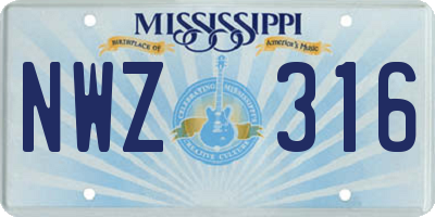 MS license plate NWZ316