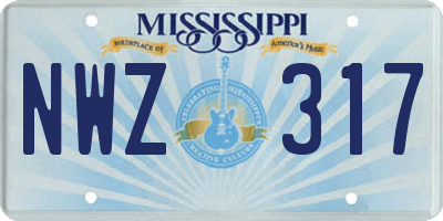 MS license plate NWZ317