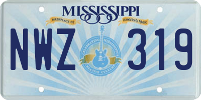 MS license plate NWZ319