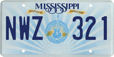 MS license plate NWZ321