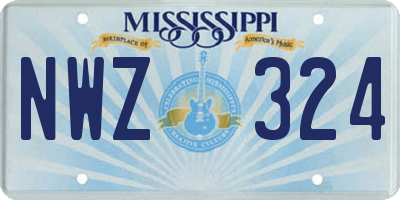 MS license plate NWZ324