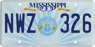 MS license plate NWZ326