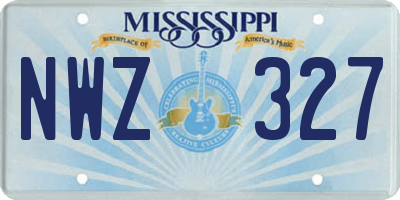 MS license plate NWZ327