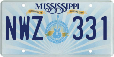 MS license plate NWZ331