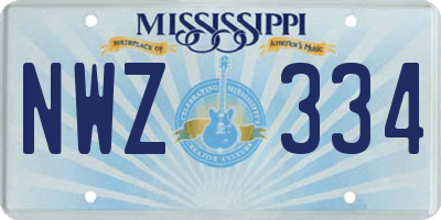 MS license plate NWZ334