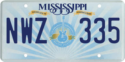 MS license plate NWZ335
