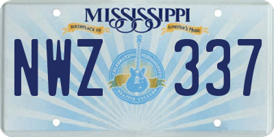MS license plate NWZ337