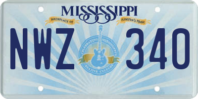 MS license plate NWZ340