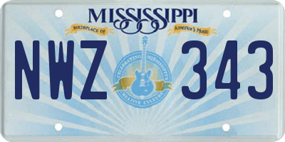 MS license plate NWZ343