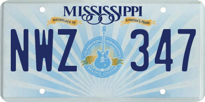 MS license plate NWZ347