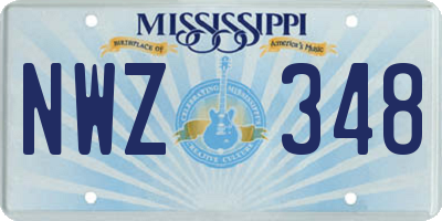 MS license plate NWZ348
