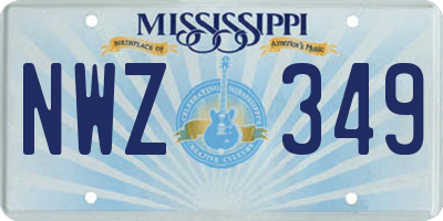 MS license plate NWZ349