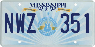MS license plate NWZ351