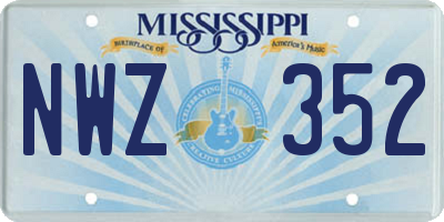 MS license plate NWZ352