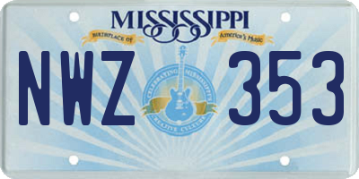 MS license plate NWZ353