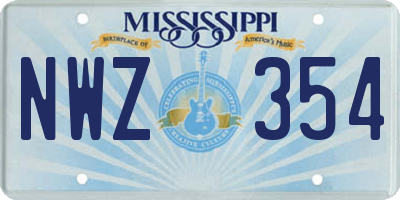 MS license plate NWZ354