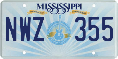 MS license plate NWZ355