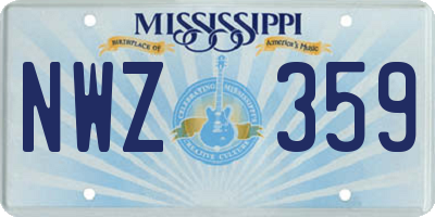 MS license plate NWZ359