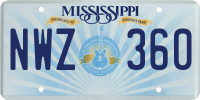 MS license plate NWZ360