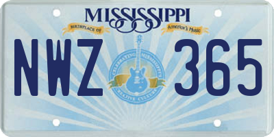 MS license plate NWZ365