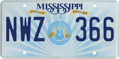 MS license plate NWZ366