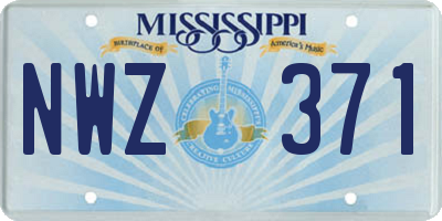 MS license plate NWZ371