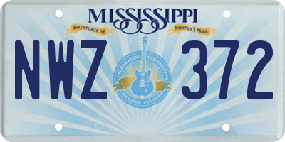 MS license plate NWZ372