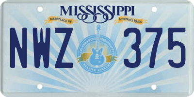 MS license plate NWZ375