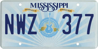 MS license plate NWZ377