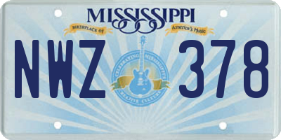 MS license plate NWZ378