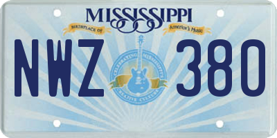 MS license plate NWZ380