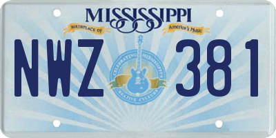 MS license plate NWZ381