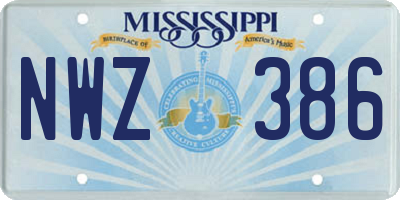 MS license plate NWZ386
