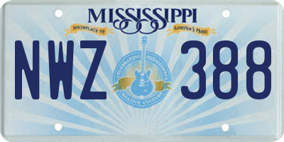 MS license plate NWZ388