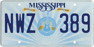 MS license plate NWZ389