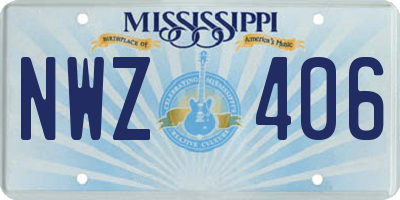 MS license plate NWZ406