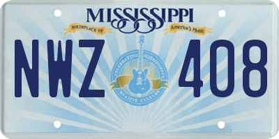 MS license plate NWZ408