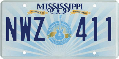 MS license plate NWZ411