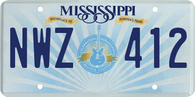 MS license plate NWZ412