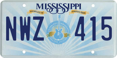MS license plate NWZ415