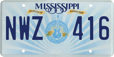 MS license plate NWZ416