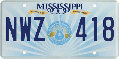 MS license plate NWZ418