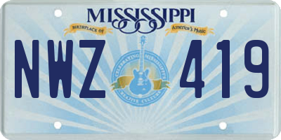 MS license plate NWZ419