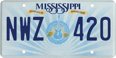 MS license plate NWZ420