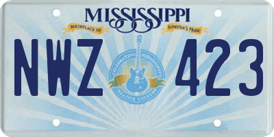 MS license plate NWZ423